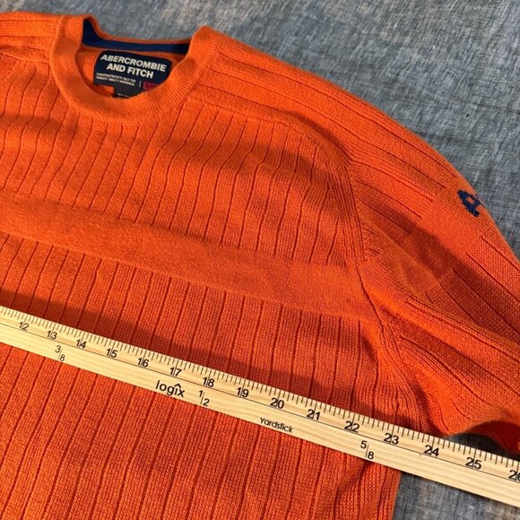 VTG Abercrombie Fitch A-1892 Orange Knit Y2K Style Pullover Sweater Mens size XL - Picture 7 of 8